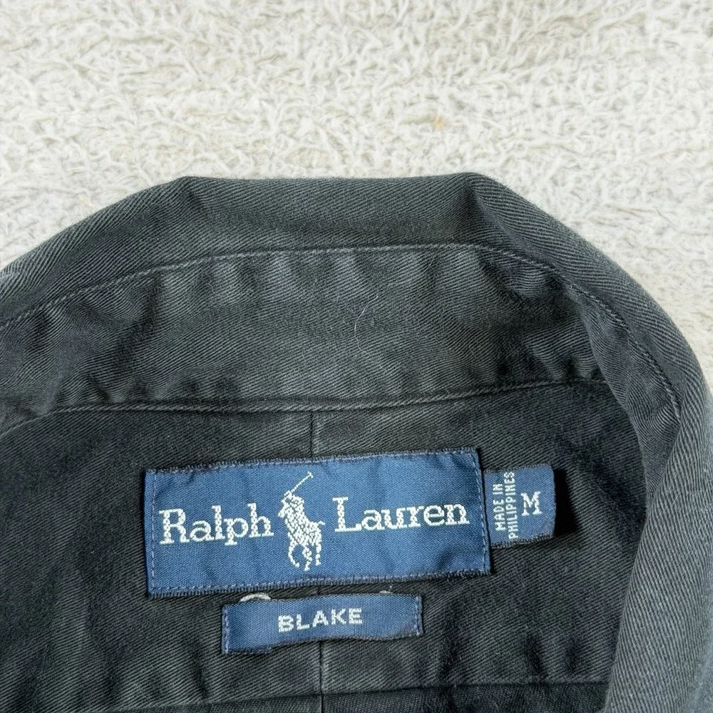 Polo Ralph Lauren Shirt Mens Medium Black Blake Long Sleeve Button Down Pony